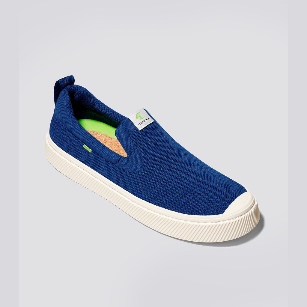 IBI Slip-On Cariuma Low Top Bamboo Weave Knit Vegan Bleu Homme | DSZ-7784818